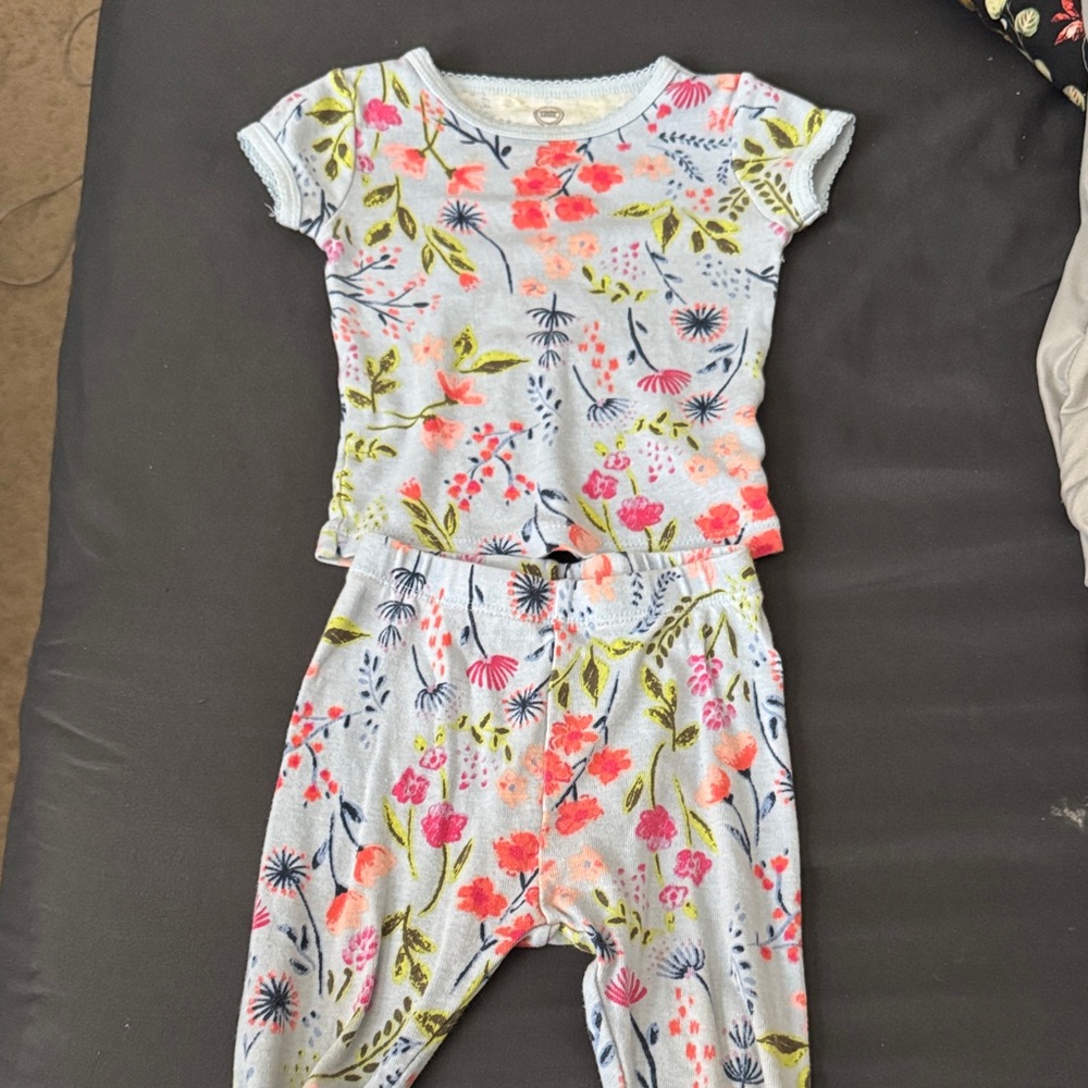 Wonder Nation Kids Floral Leggings Set - Blue and Pink
